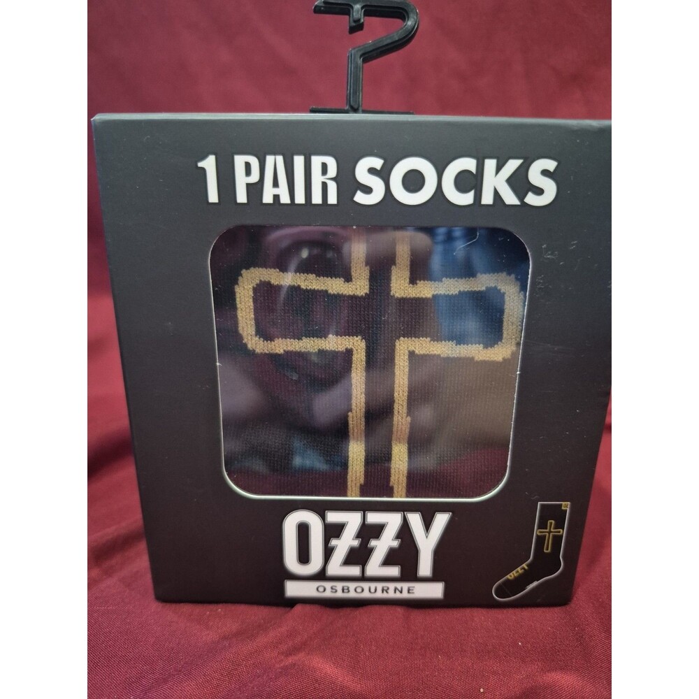 New In Box Ozzy Osbourne 7-12 Cross Logo Crew Socks 1 Pair Brand Rock Band Merc